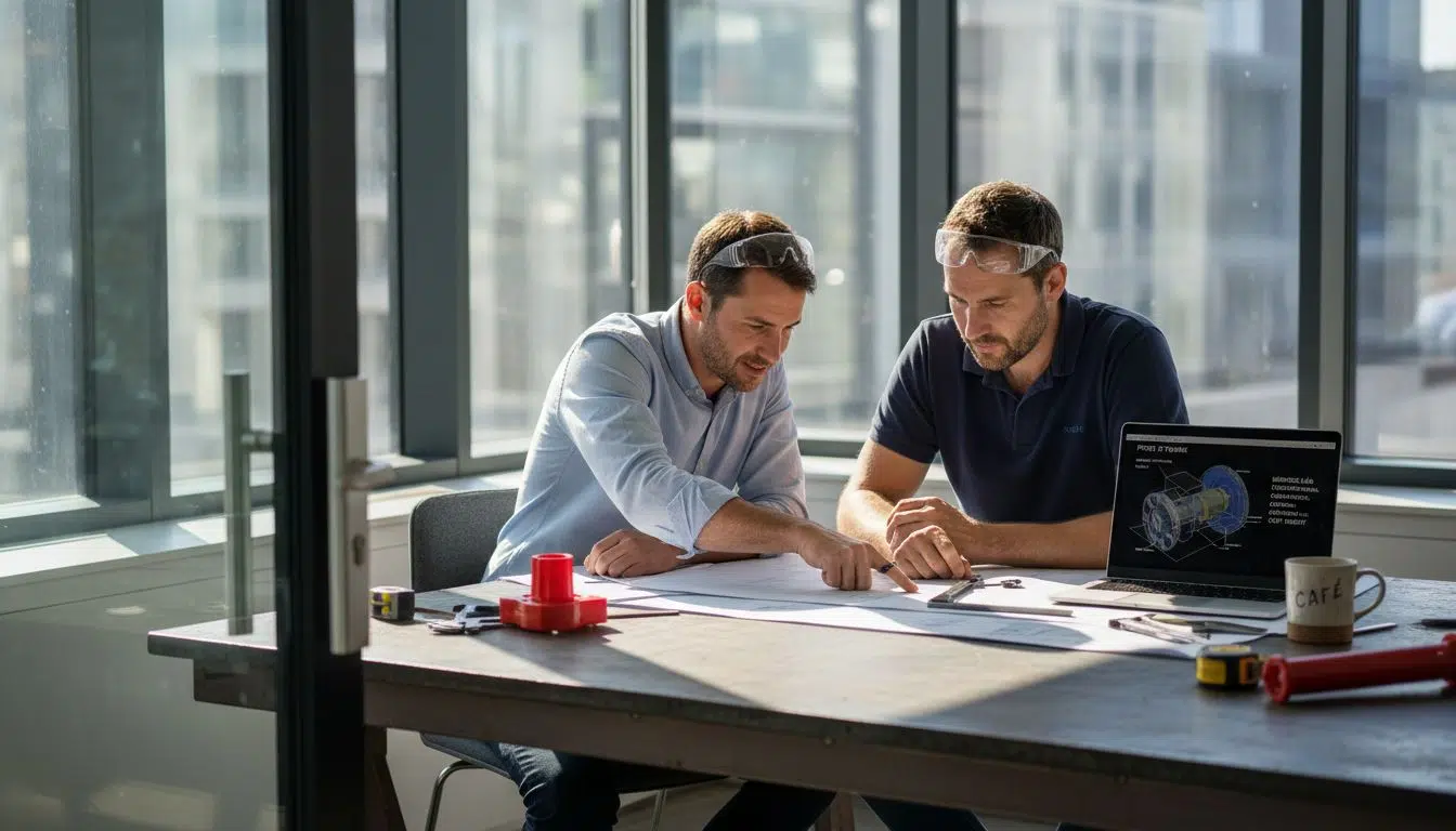 DTM3D - 7 étapes clés pour une checklist modélisation 3D industrielle - 1769919519546 image Des ingénieurs passent en revue la liste de contrôle pour la modélisation 3D industrielle, afin de s’assurer que toutes les étapes clés ont bien été respectées.