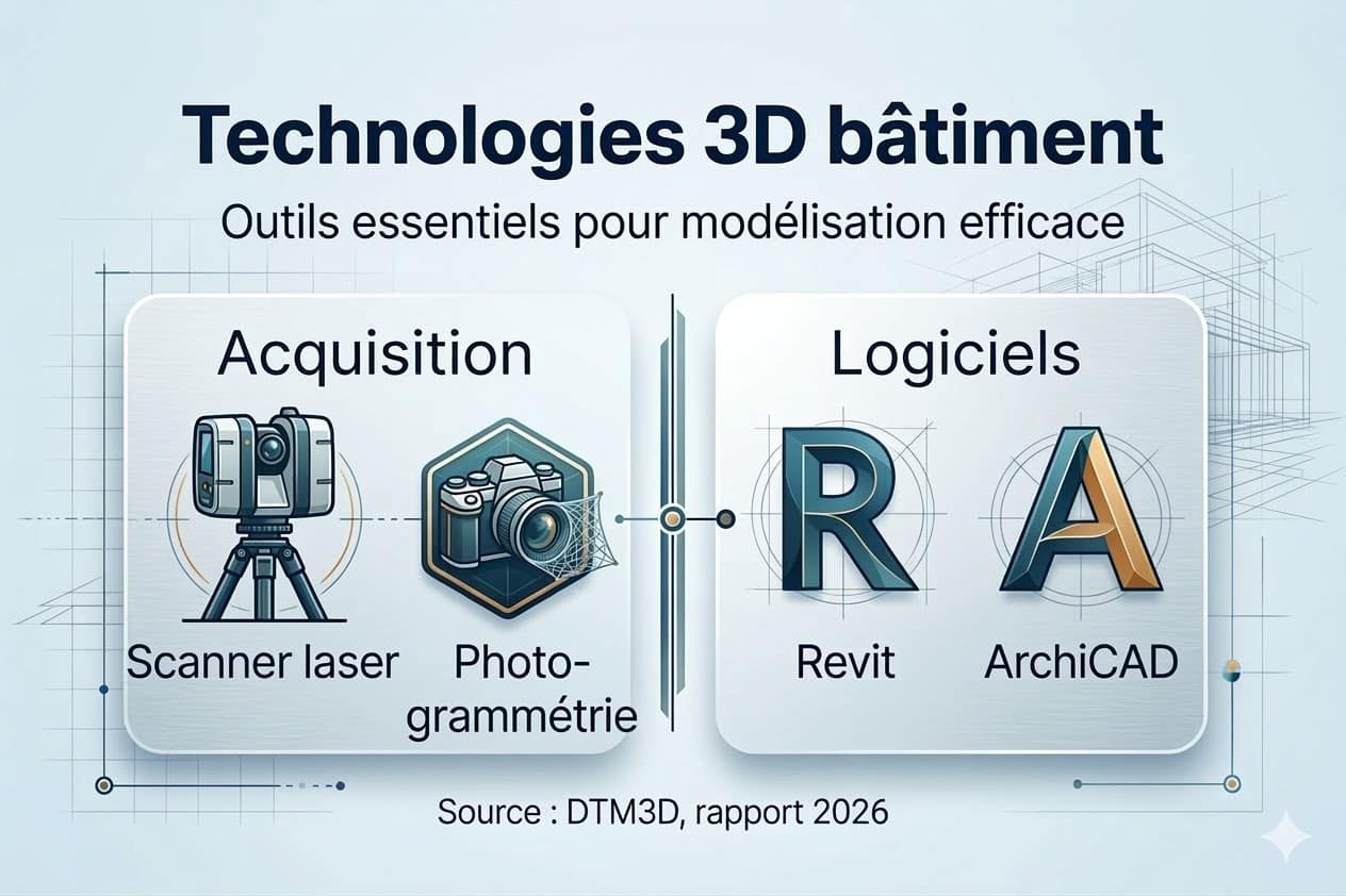Outils de traitement et modélisation 3D pour la création d'un modèle 3D bâtiment - DTM3D