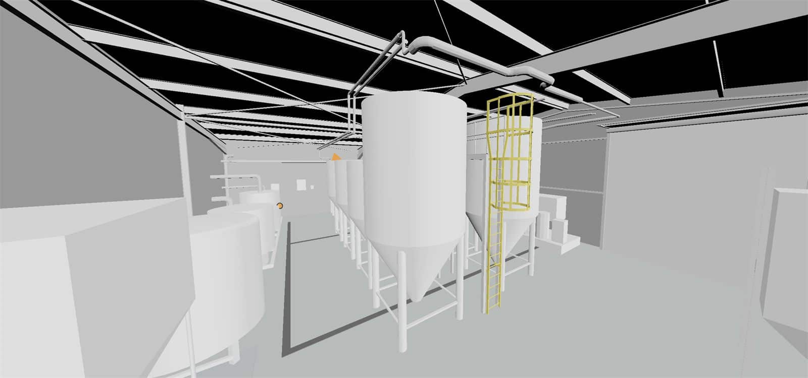 Maquette 3D au format IFC de la salle de production, réalisée sur le nuage de points du scanner 3D - DTM3D