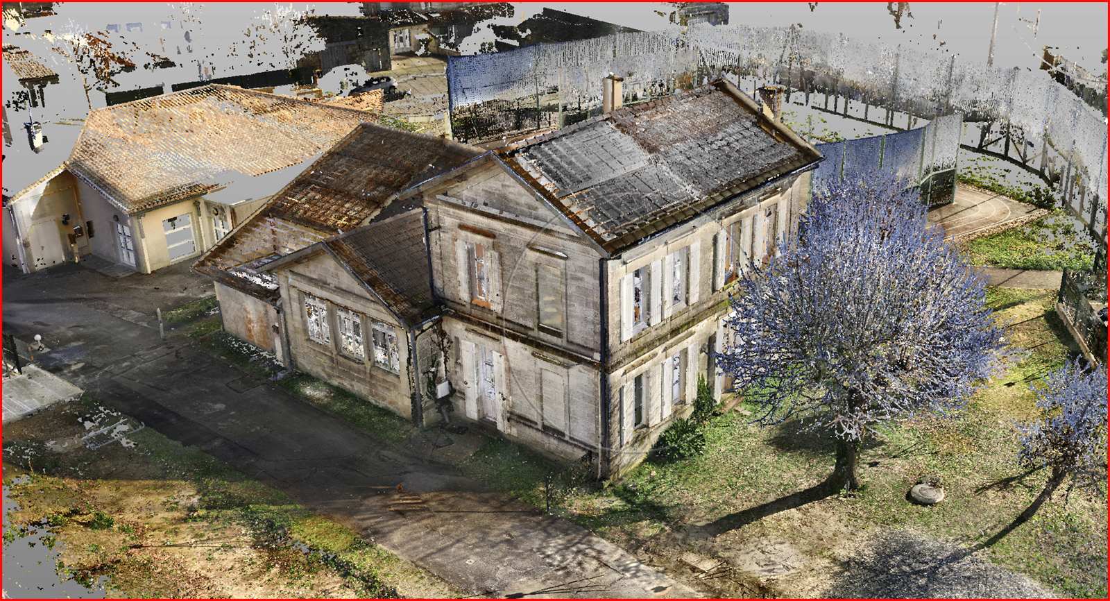 DTM3D - Scan 3D de bâtiment public en réhabilitation : une maison de santé en Gironde - scan 3d maison de sante gironde nuage de points vue globale Vue globale du nuage de points, scan 3D de bâtiment public réhabilité en maison de santé, Gironde - DTM3D